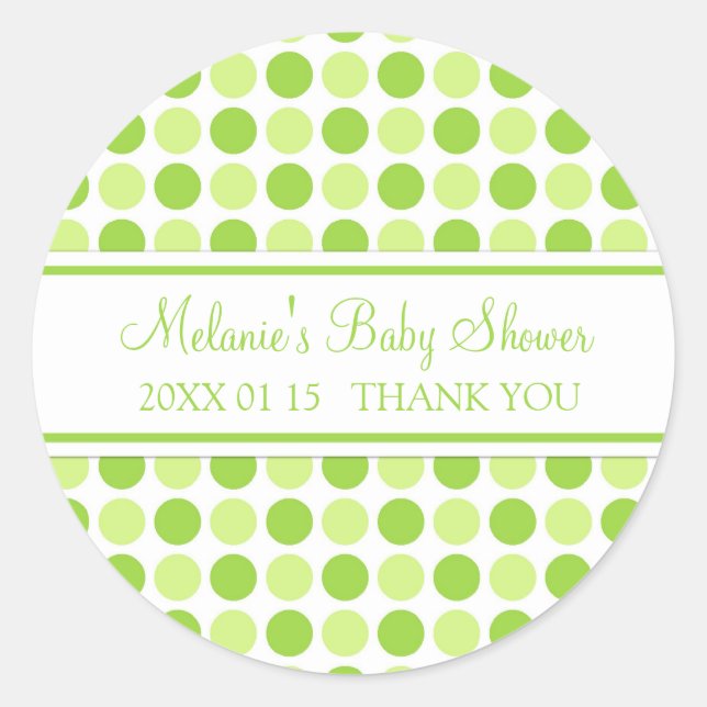 Green Dots Baby Shower Favour Stickers (Front)