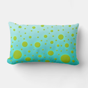 Green Dots over Turquoise Fun Design Lumbar Cushion