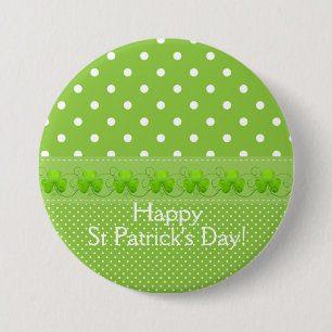 Green, Dots & Shamrocks 7.5 Cm Round Badge