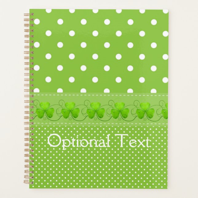 Green, Dots & Shamrocks Planner (Front)