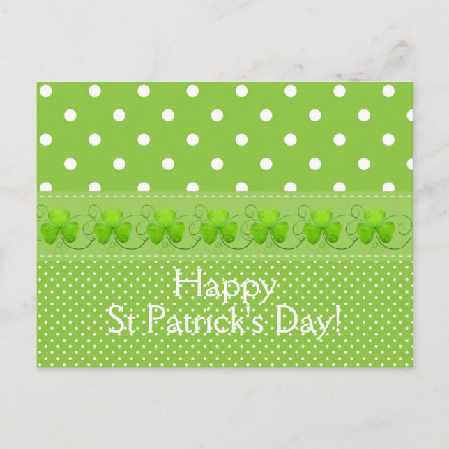 Green, Dots & Shamrocks Postcard (Front)