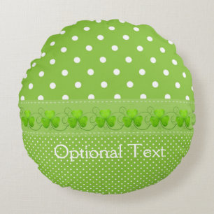 Green, Dots & Shamrocks Round Cushion