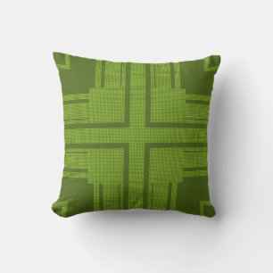 Green Dots Stripes Retro Art Design Abstract Cushion
