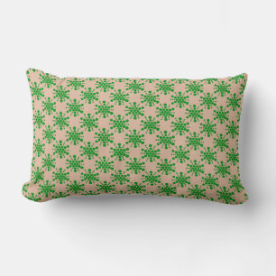 Green dotted star on taupe lumbar cushion