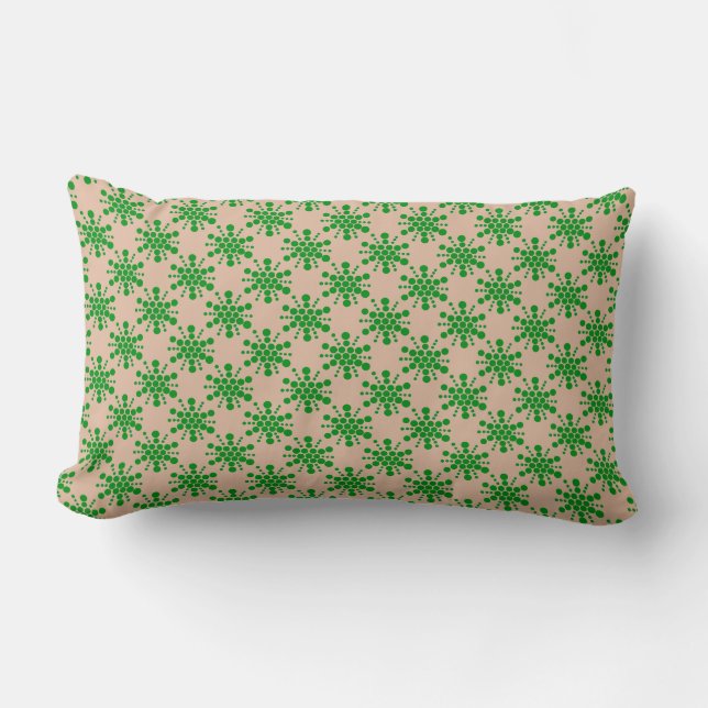 Green dotted star on taupe lumbar cushion (Front)