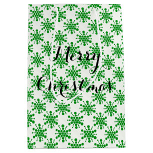 Green dotted stars on white medium gift bag