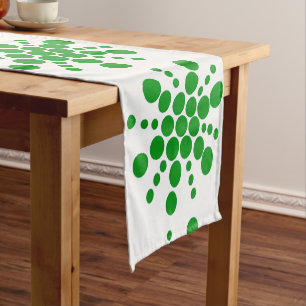 Green dotted stars on white short table runner