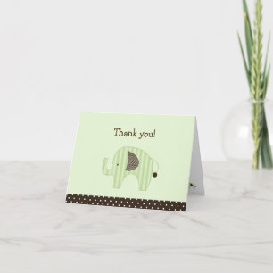 Green Dottie Elephants Folded Thank you note Card