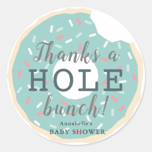 Green Doughnut Baby Shower Thank You Sticker