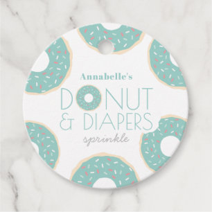 Green Doughnut & Diapers Baby Sprinkle Boy Favour Tags