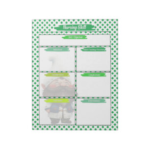 Green Dr. Gnome Nursing Student Skills Template Notepad