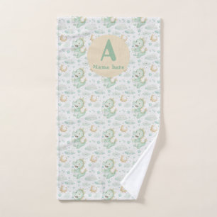 Green Dragon Baby Watercolor Personalised Name  Hand Towel