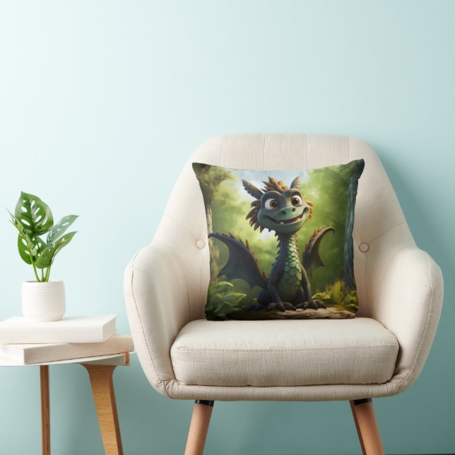 Green Dragon Cartoon Cushion (Chair)