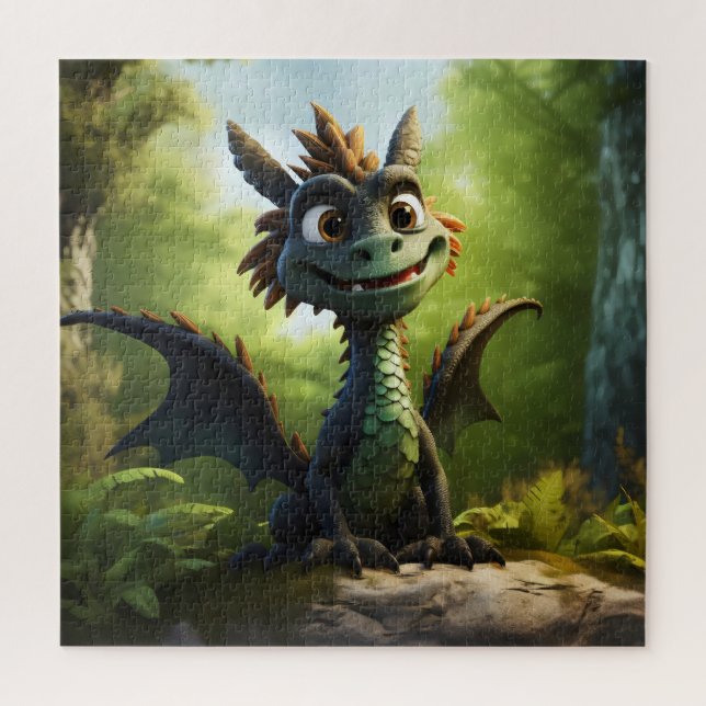 Green Dragon Cartoon Jigsaw Puzzle (Vertical)