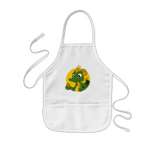 Green dragon cartoon  kids apron