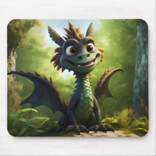 Green Dragon Cartoon Mouse Pad