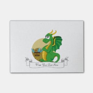 Green dragon cartoon post-it notes