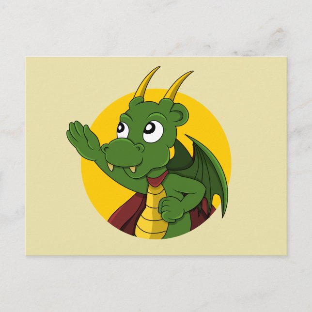 Green dragon cartoon postcard (Front)