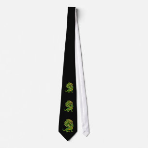 Green dragon cartoon Tie