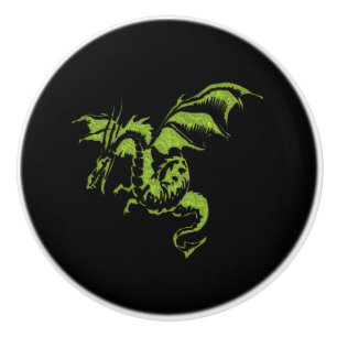 Green Dragon Ceramic Knob