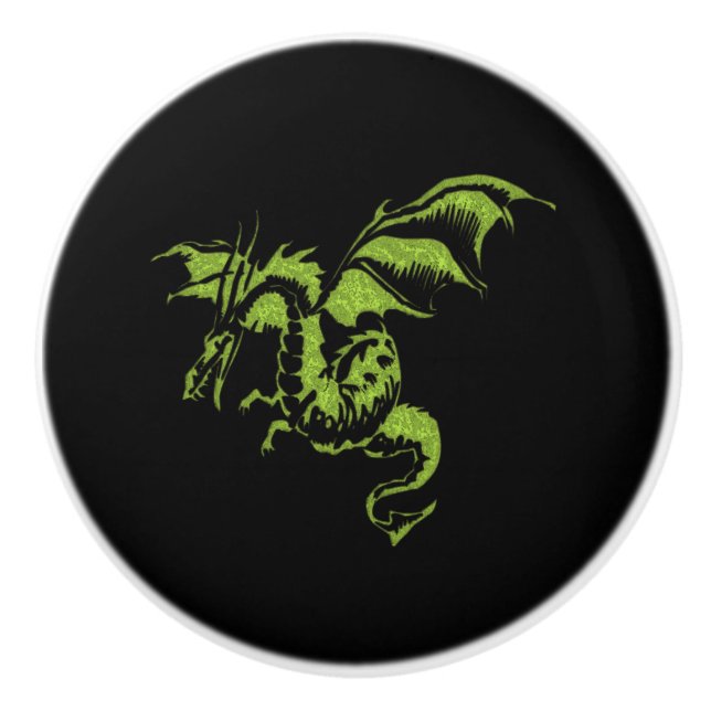 Green Dragon Ceramic Knob (Front)