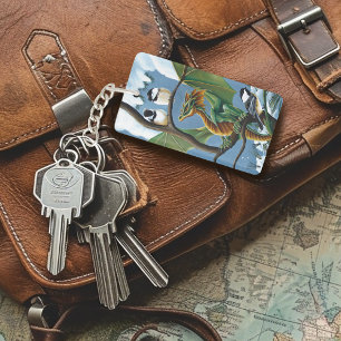Green Dragon Chickadees Winter Business Logo Key Ring