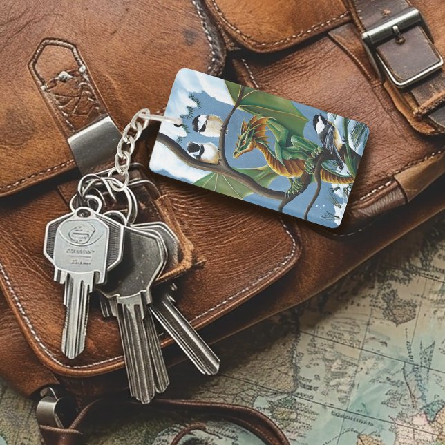 Green Dragon Chickadees Winter Business Logo Key Ring (Creator Uploaded)