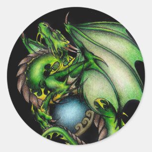 Green Dragon Classic Round Sticker