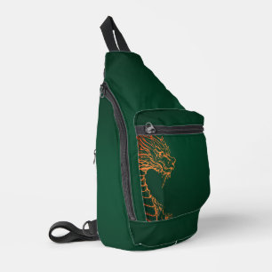 Green Dragon Crossbody Sling Shoulder Bag Backpack