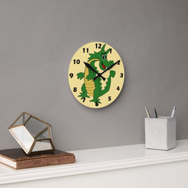 Green Dragon Design Round Clock (Office)