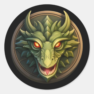 Green Dragon Head Classic Round Sticker