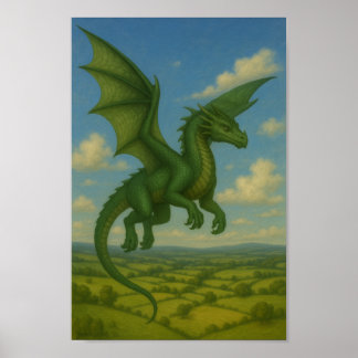 Green Dragon in Flight –Nature’s Fury from the Sky Poster