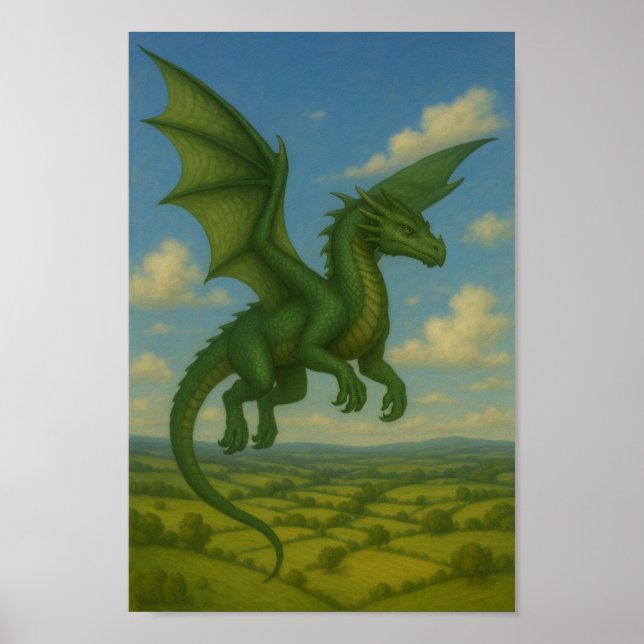 Green Dragon in Flight –Nature’s Fury from the Sky Poster (Front)