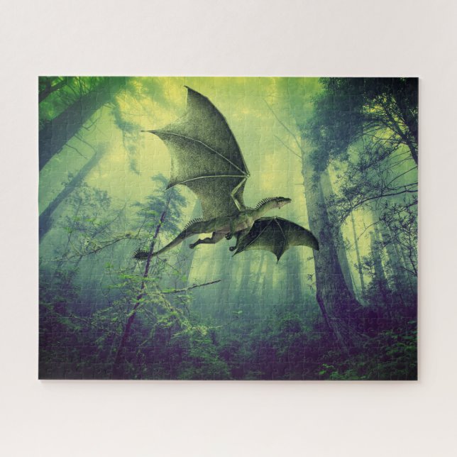 Green dragon nature fantasy art jigsaw puzzle (Horizontal)