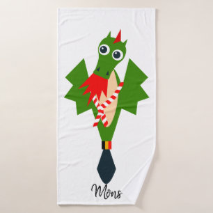 Green Dragon of city Mons, Belgium Bath Towel