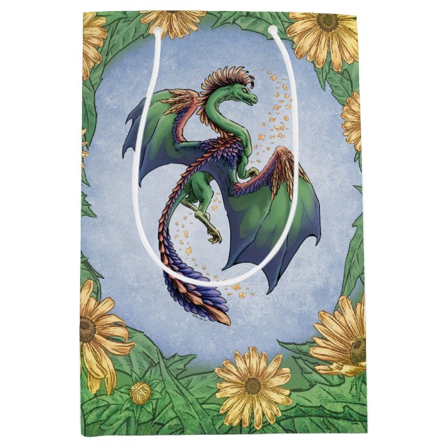 Green Dragon of Summer Nature Fantasy Art Medium Gift Bag (Front)