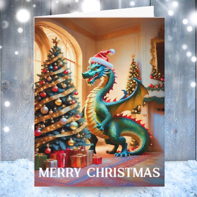Green Dragon On Christmas Eve Card (Creator Uploaded)