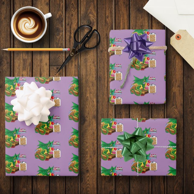 Green Dragon Pastry Chef Wrapping Paper Sheet (Creator Uploaded)