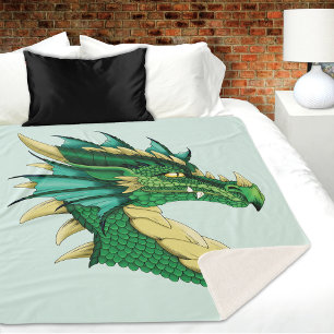 Green Dragon Portrait Sherpa Blanket