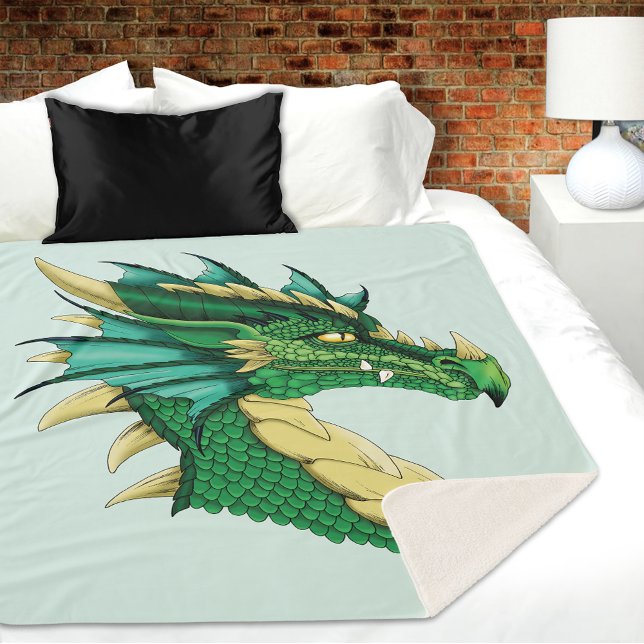 Green Dragon Portrait Sherpa Blanket (Creator Uploaded)