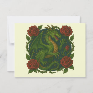 Green Dragon Red Roses                             Postcard