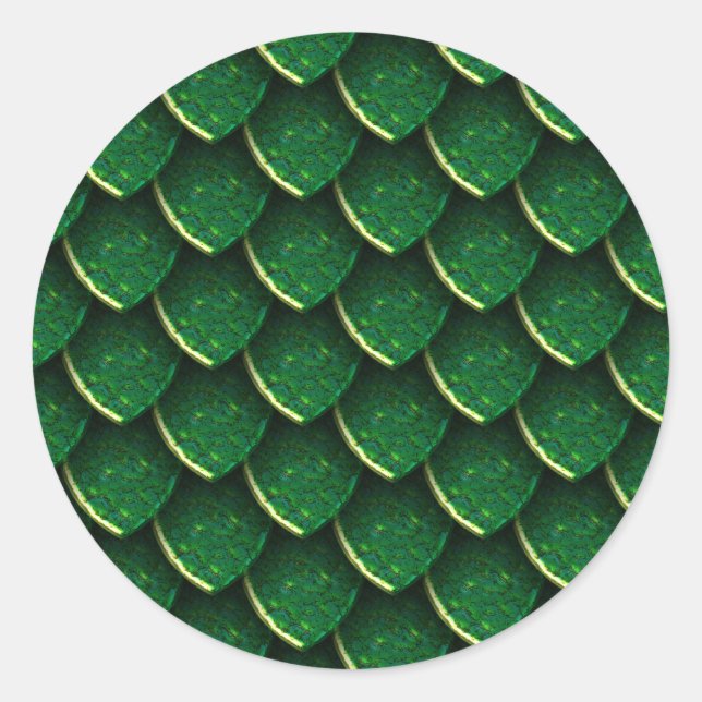 Green Dragon Scale Classic Round Sticker (Front)