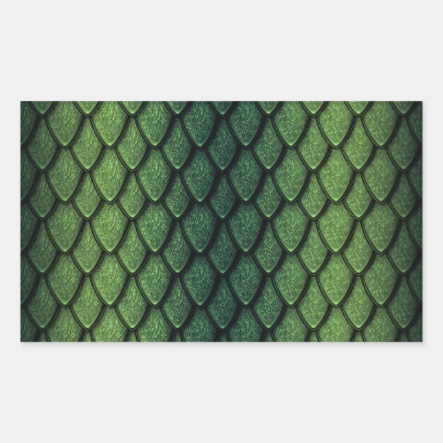 Green Dragon Scales Rectangular Sticker (Front)