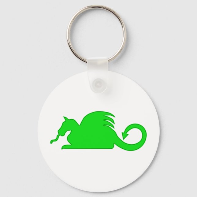 Green Dragon Silhouette Key Ring (Front)