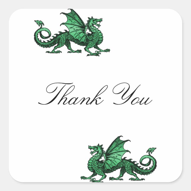 Green Dragon Thank You Stickers (Front)