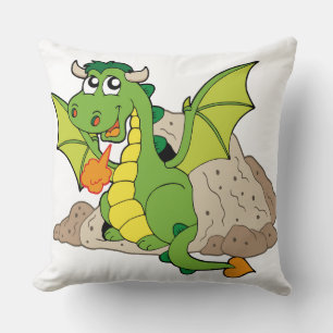 Green Dragon Throw Pillow
