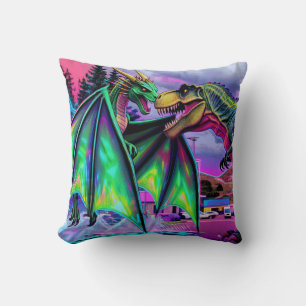 Green Dragon vs Dinosaur Cushion