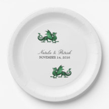 Green Dragon Wedding Paper Plates