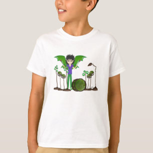 Green Dragon Winged Drummer Boy Faerie T-Shirt