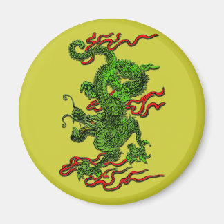 Green Dragon with Red Ribbons Apparel & Gifts Magnet